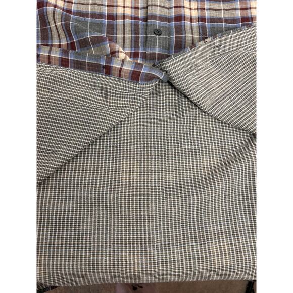 Vince Men's Double-Face Cambria Plaid Sport Shirt XL Blue Designer Casual Preppy - Picture 3 of 8